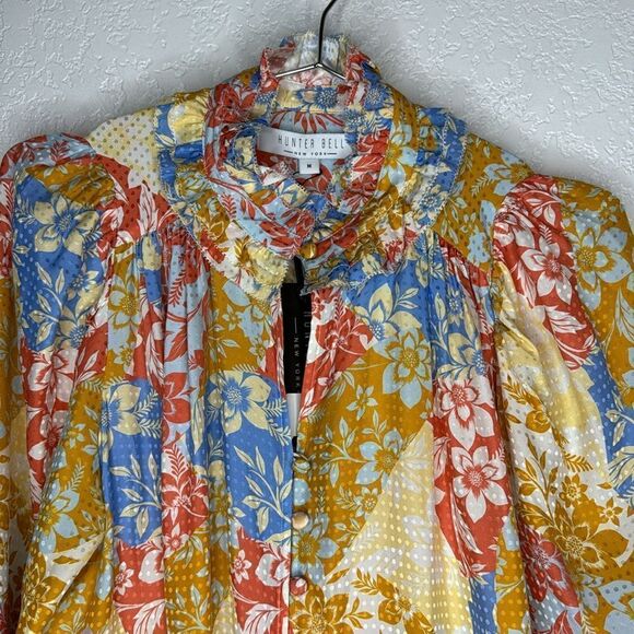 NWT Hunter Bell Blakely Dress Flower Patchwork Silk Medium - Picture 4 of 15